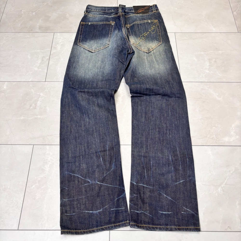 Vintage Y2K Ed Hardy Christian Audigier Jeans Mens 30x32 Distressed Baggy Denim